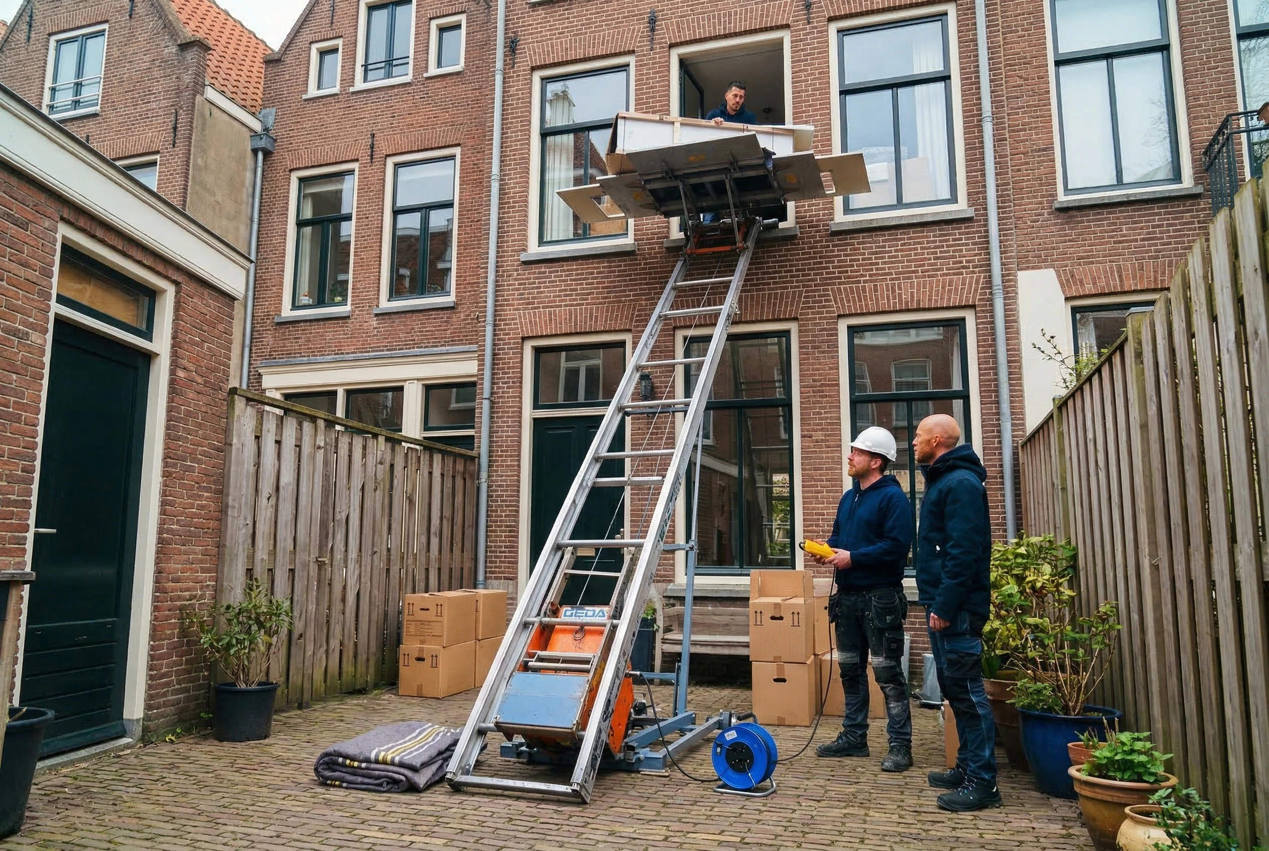 Gedalift in gebruik bij woning in Rotterdam