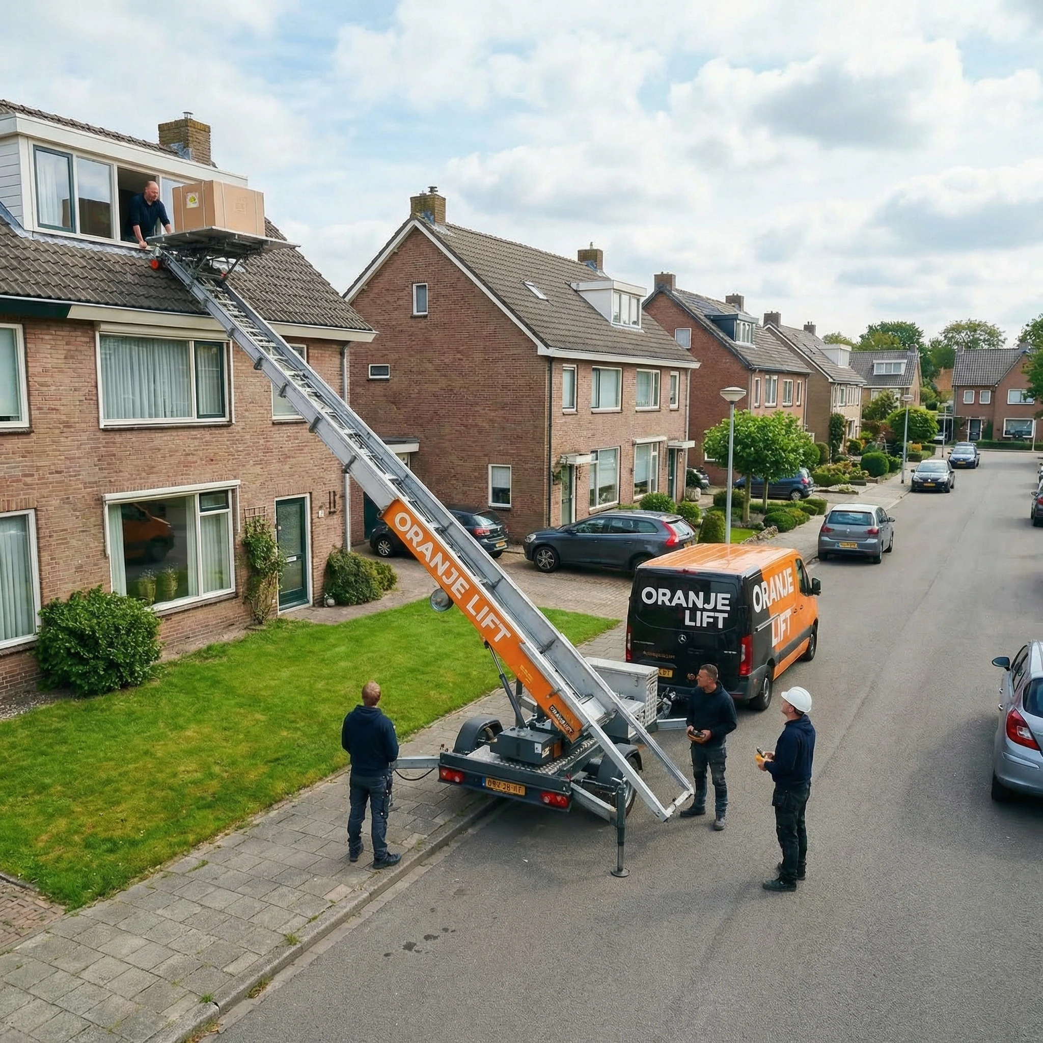 Verhuislift geplaatst in woonwijk Rotterdam
